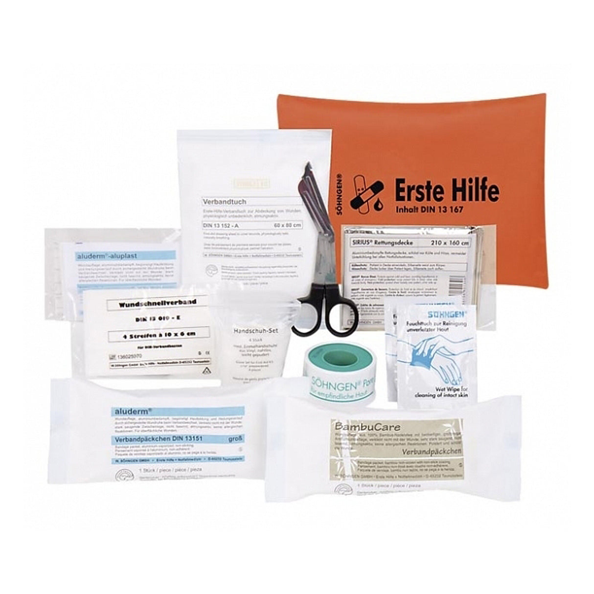 SÖHNGEN Erste-Hilfe-Tasche Inhalt DIN 13 167 orange