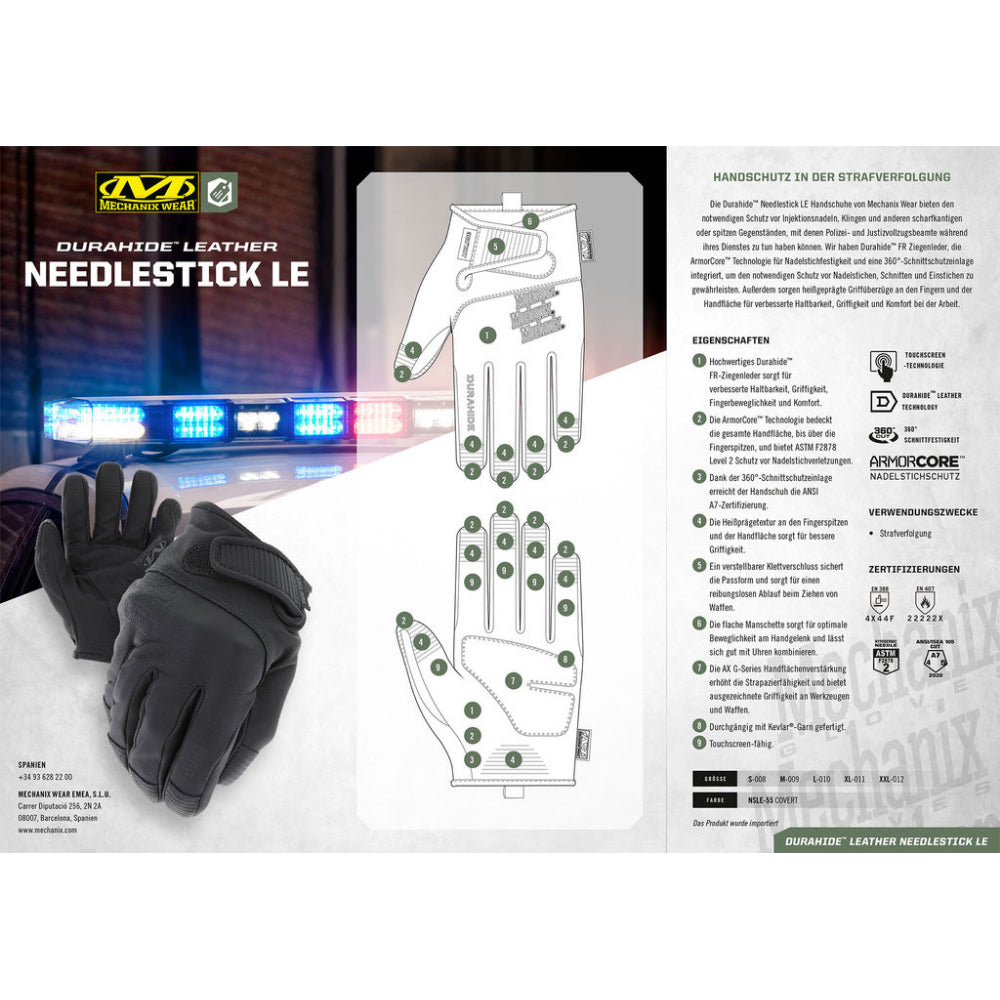 Mechanix Needlestick Leder 360° Cut