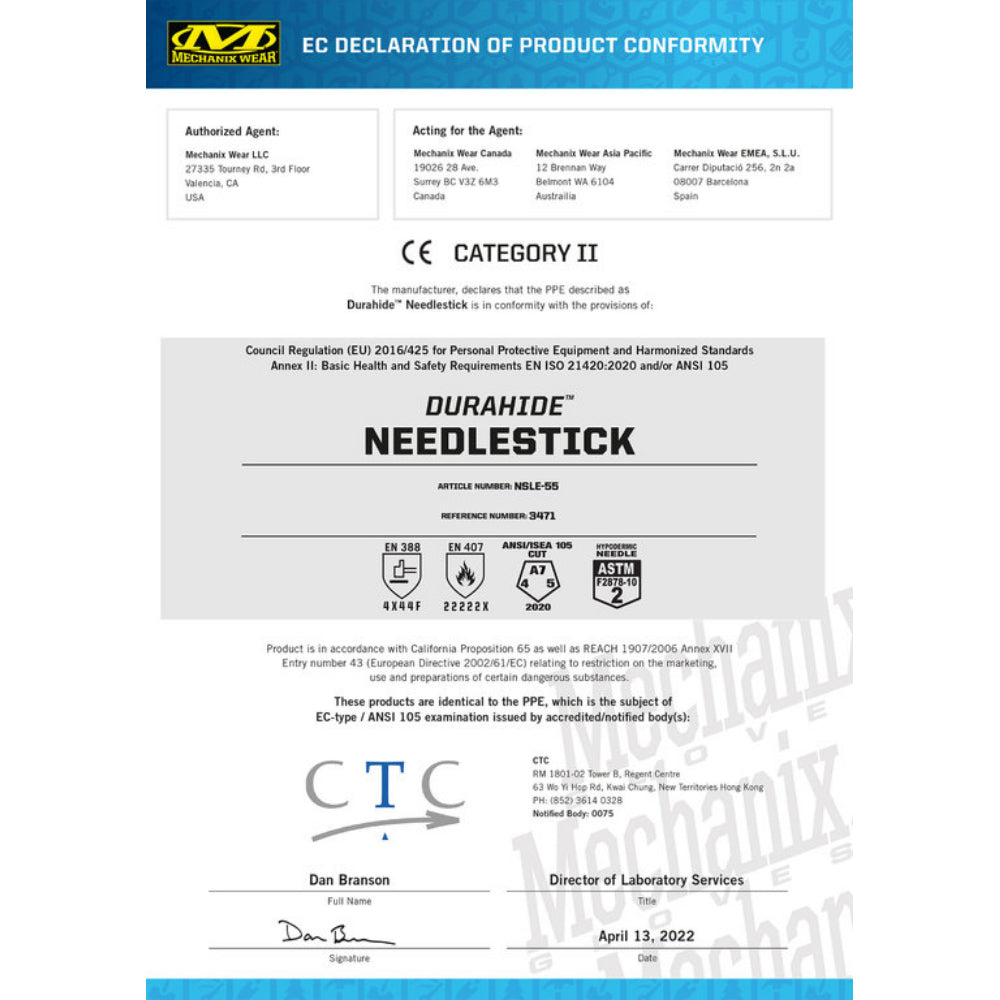Mechanix Needlestick Leder 360° Cut