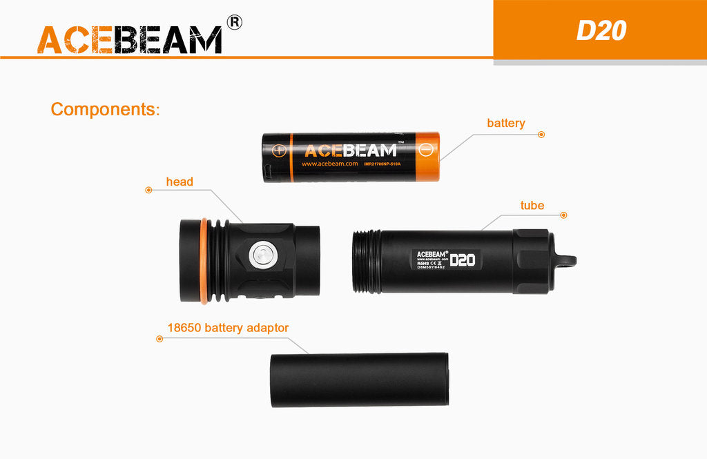 ACEBEAM D20 Tauchlampe