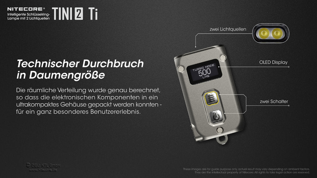 Nitecore TINI 2 Titanium - 500 Lumen