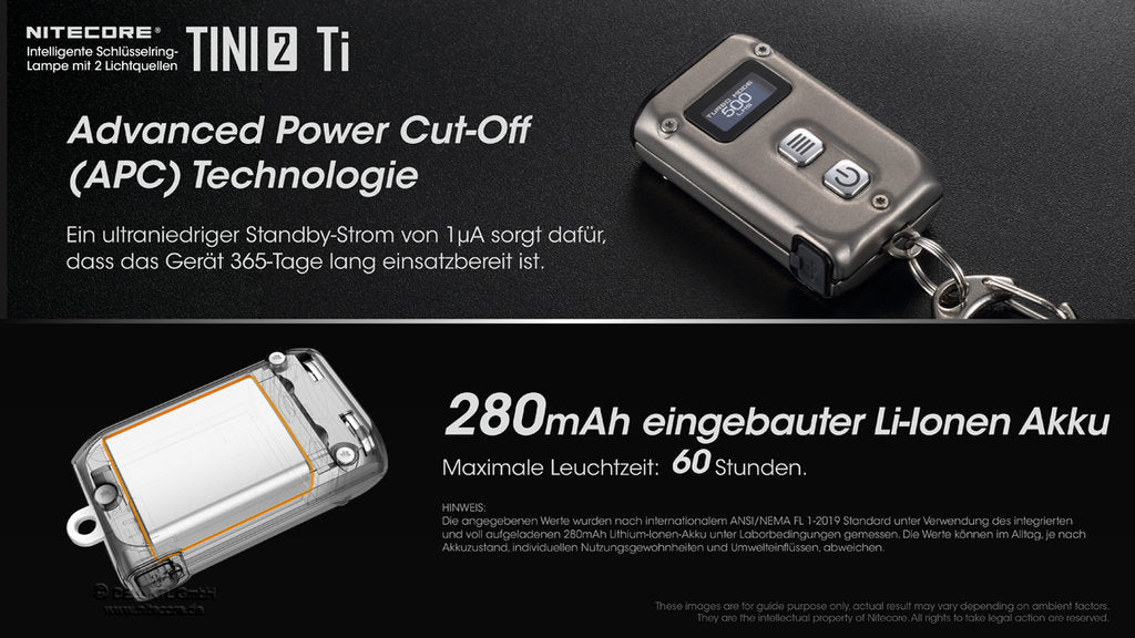 Nitecore TINI 2 Titanium - 500 Lumen