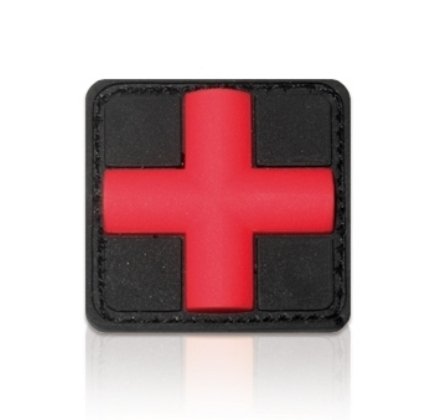 Black Defence Red Cross medic Klett patch-Cross medic velcro patch