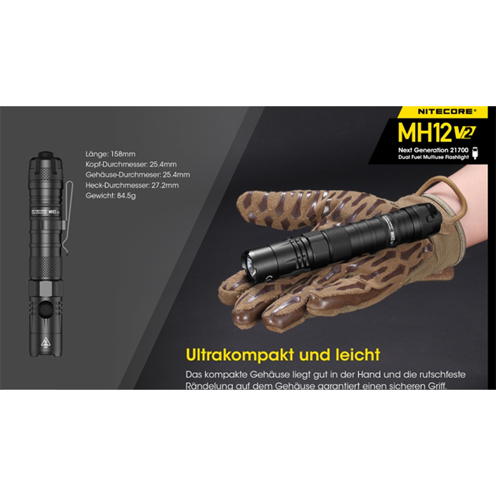 Nitecore MH12 V2 LED flashlight with 1200 lumens