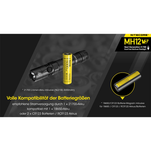 Nitecore MH12 V2 LED Taschenlampe mit 1200 Lumen