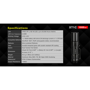 Klarus XT1C Pro flashlight 1000 lumens