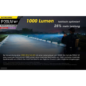 Nitecore P20UV V2 1000 Lumen + UV-Licht