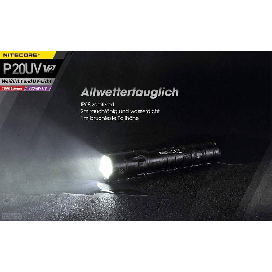 Nitecore P20UV V2 1000 Lumen + UV-Licht