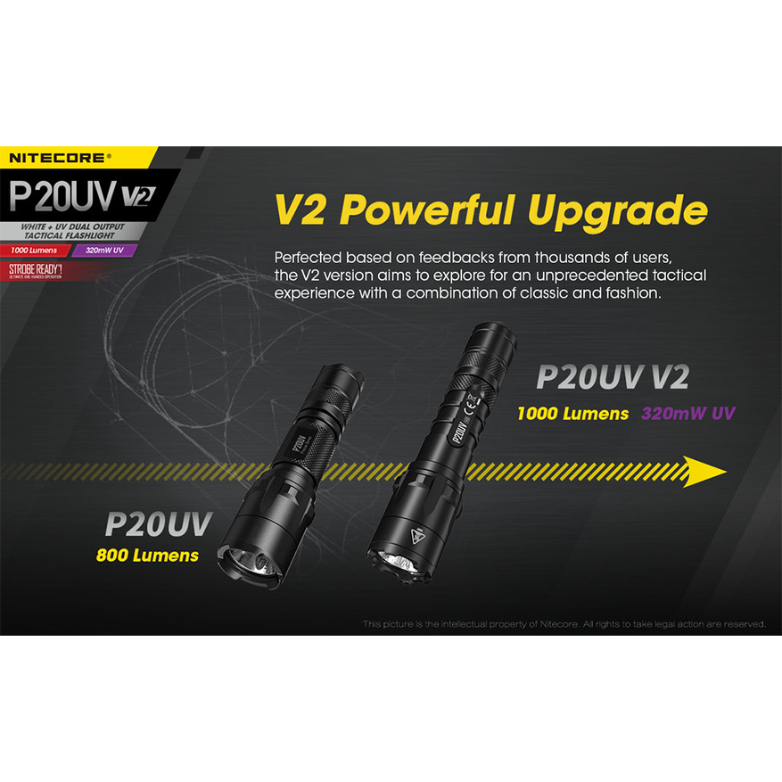 Nitecore P20UV V2 1000 Lumen + UV-Licht