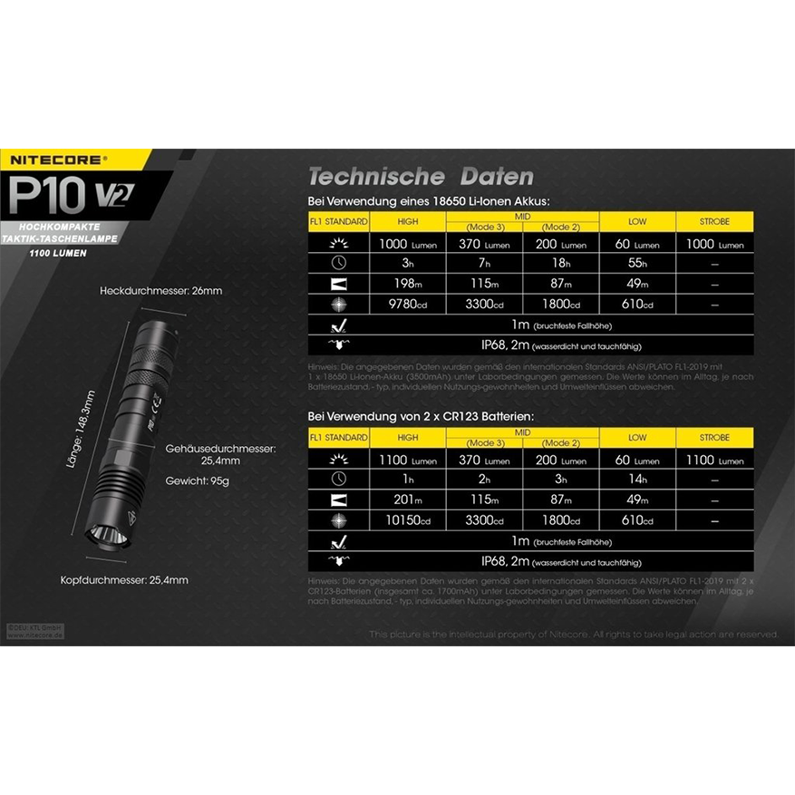 Nitecore P10 V2 flashlight