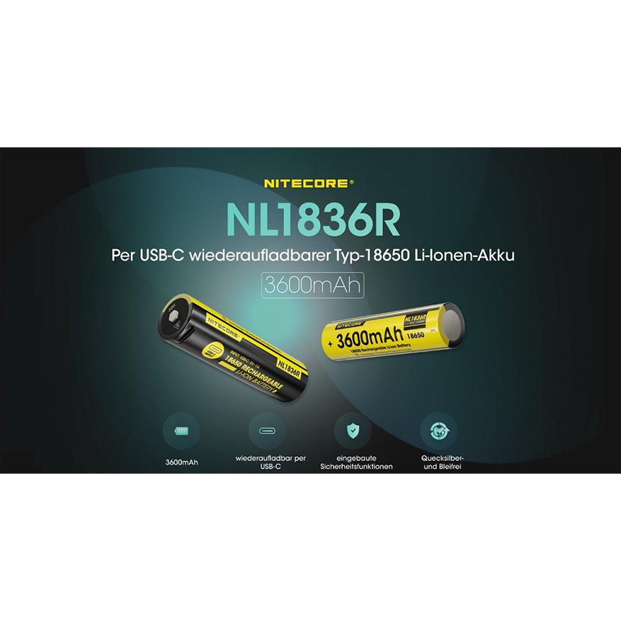 Nitecore Li-Ion Akku Typ 18650 - 3600mAh - NL1836R