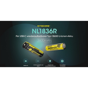 Nitecore Li-Ion battery type 18650 - 3600mAh - NL1836R