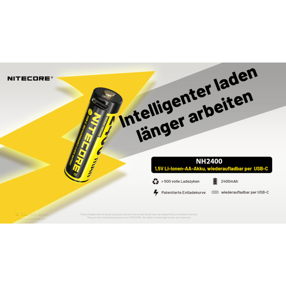 Nitecore NH2400 - 1,5V Li-Ion Akku, USB-C, 4er Pack