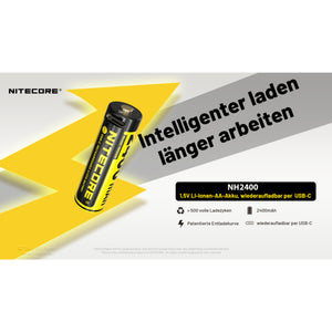 Nitecore NH2400 - 1,5V Li-Ion Akku, USB-C, 4er Pack