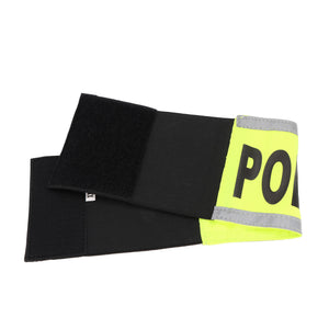 Police armband neon yellow with reflective edge/stretch+velcro